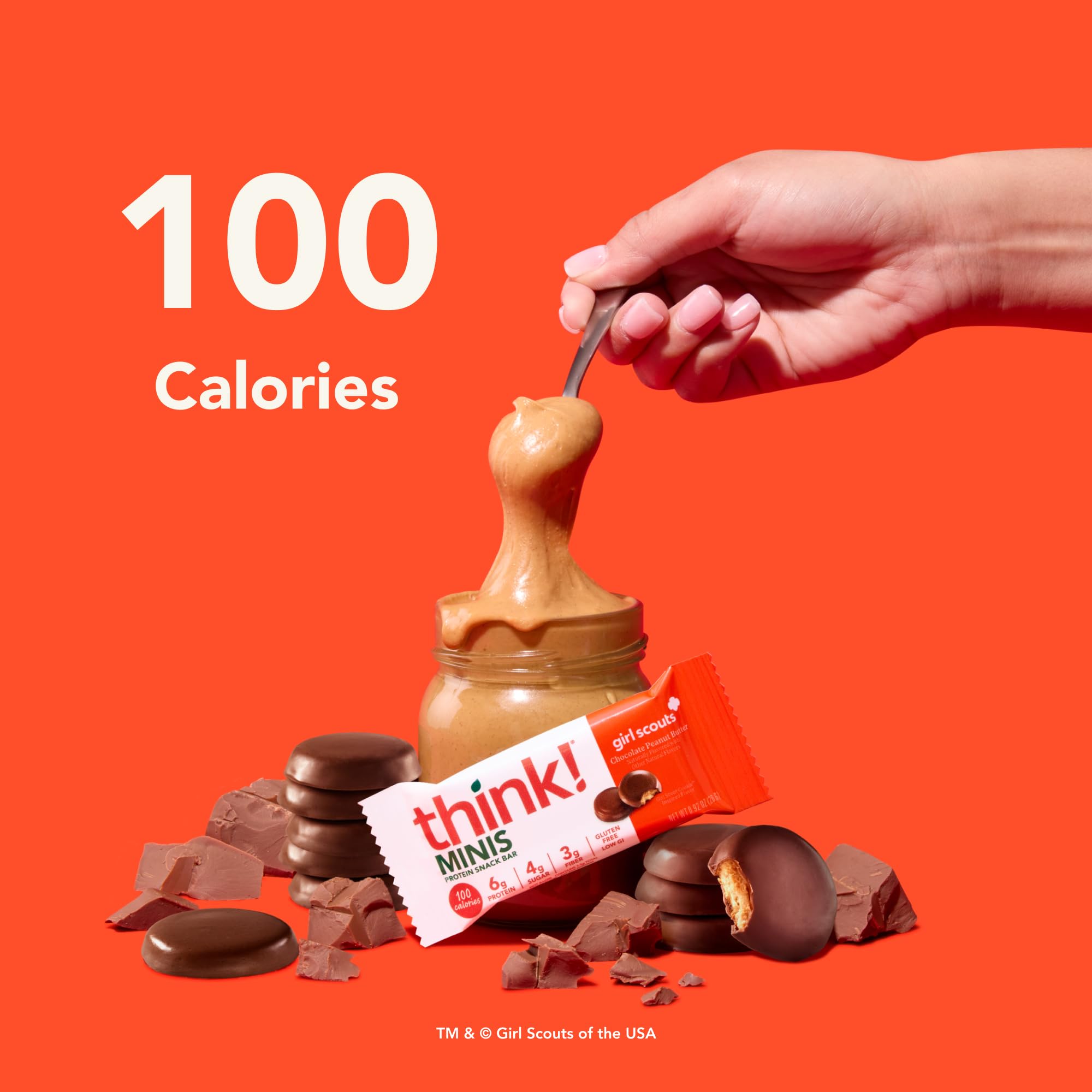 Think! Minis Protein Snack Bars - Gluten Free, Chocolate Peanut Butter Flavor (15 Count) - Perfect for On-the-Go Energy, Post-Workout Recovery & Girl Scouts Activities
