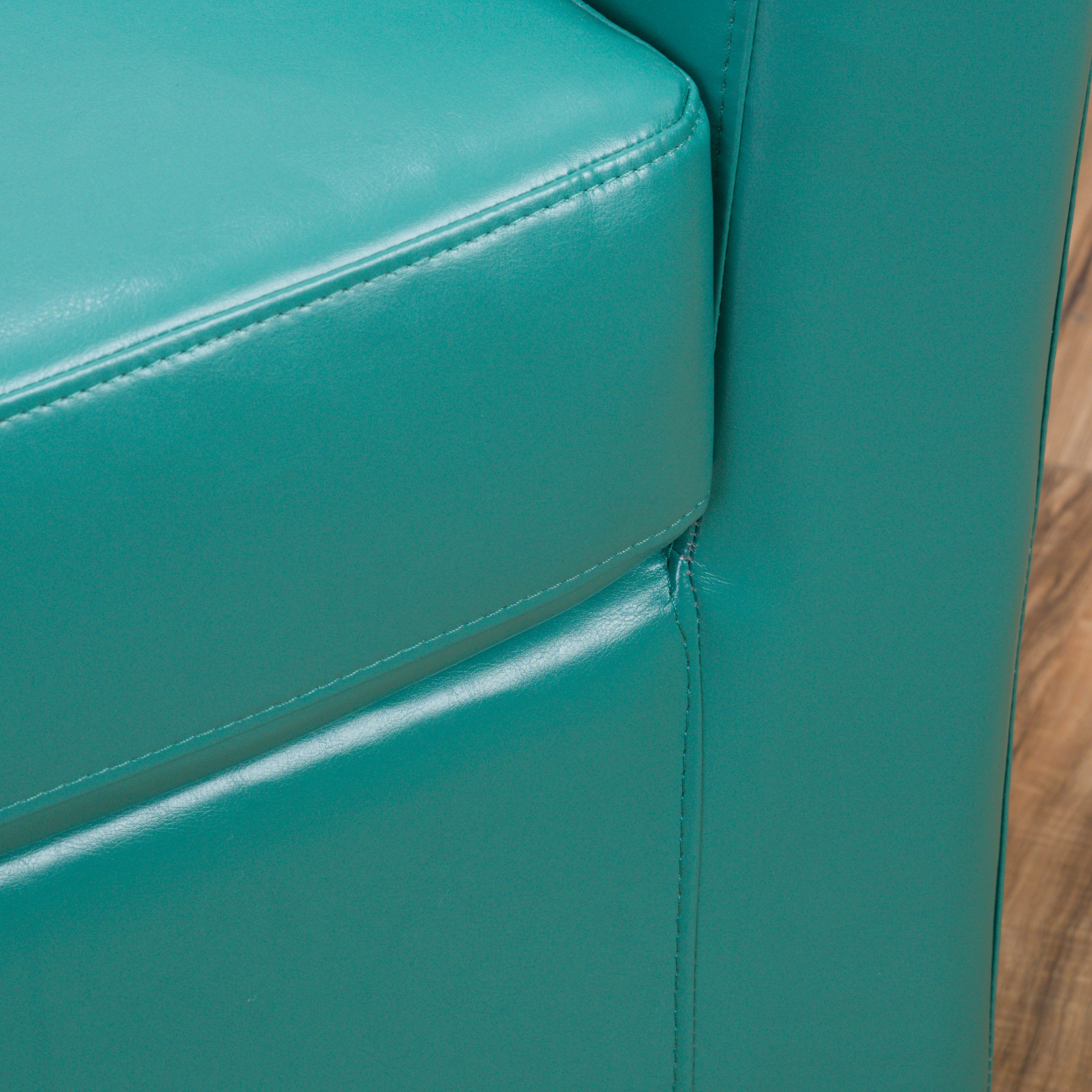 GDFStudio Genuine Leather Swivel Club Chair - Turquoise Upholstered Living Room Accent Chair for Home Office, Lounge & Reading Nook