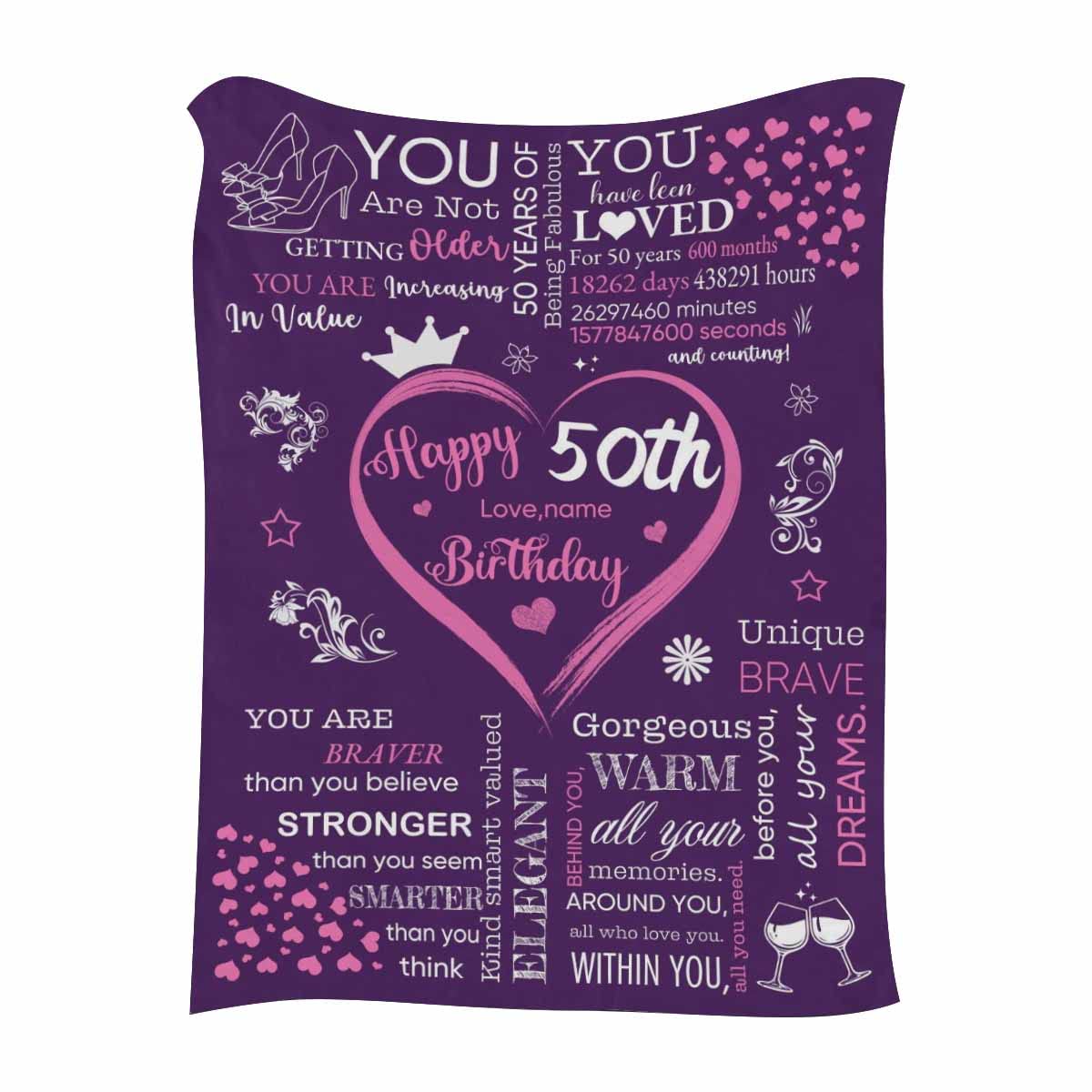 Personalized Birthday Blanket for Mom, Grandma, Aunt - Custom 40x50 Inch Soft Fleece Throw Blanket for Women, Kids, Boys & Girls - Perfect Gift for Christmas, Mother's Day, Baby Shower & Family Celebrations