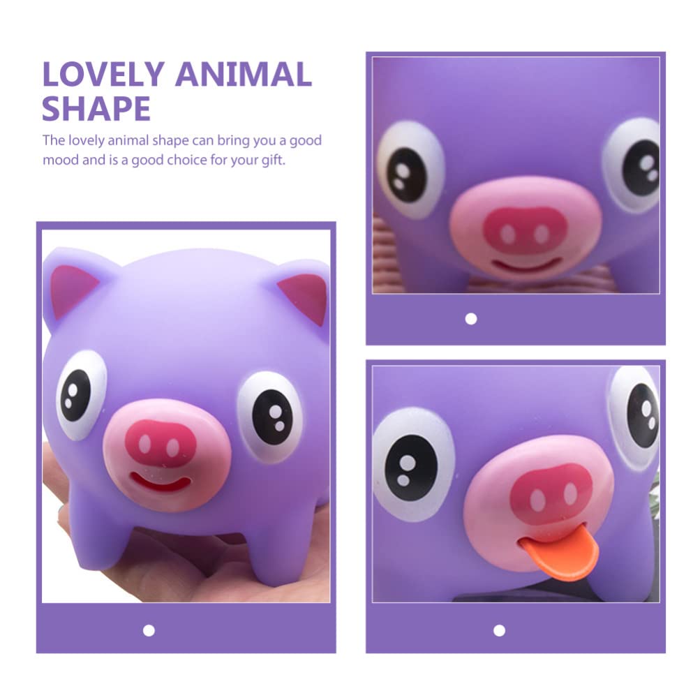 NUOBESTY Slow Rising Squeeze Pig Toy for Kids - Stress Relief & Sensory Fidget Toy, Fun Animal Squeeze Stick for Anxiety Relief & Decompression (Purple) - Perfect for Classroom, Home & Travel Use
