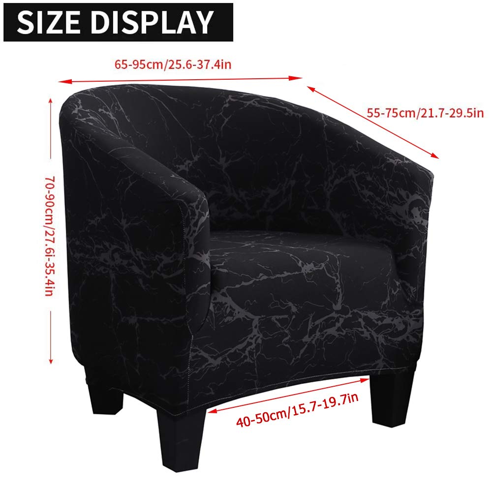 Velvet Stretch Armchair Slipcover - Washable Club Chair Cover, Wingback Sofa Protector with High Elasticity, Plush Spandex Furniture Cover for Living Room, Bedroom, Office (Black Crack) - Perfect for Home Decor & Pet Protection