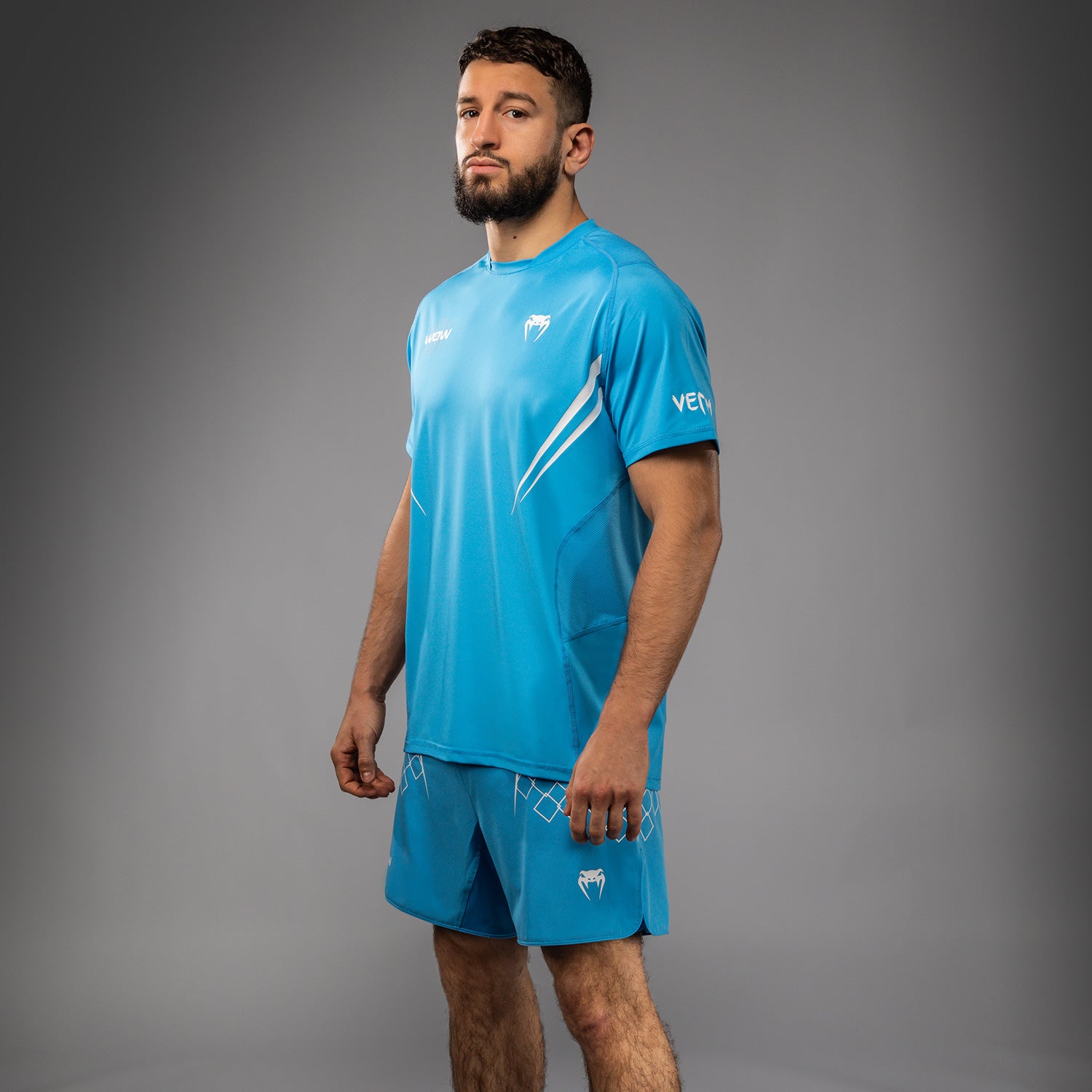Venum x WOW FC Dry Tech Performance T-Shirt for Men - Moisture Wicking Athletic Shirt - Pacific Blue - Ideal for MMA Training, Gym Workouts & Casual Wear
