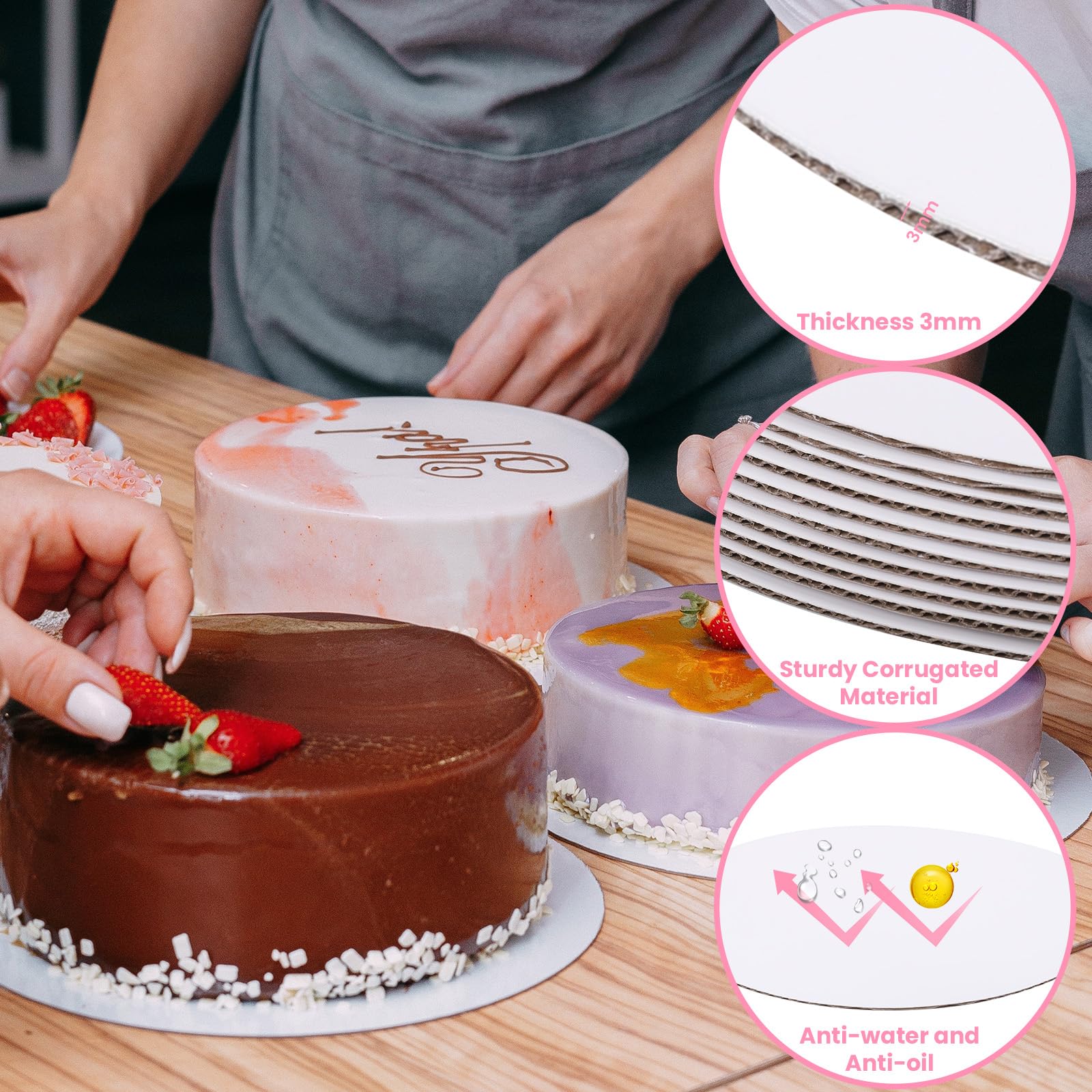 Yimomoyi 10-Pack Premium 10-Inch Round Cake Boards - 3mm Thick Reusable Cardboard Cake Trays for Baking, Wedding Cakes, Birthday Parties & Professional Cake Decorating | Perfect for Cake Transport, Display & Dessert Serving