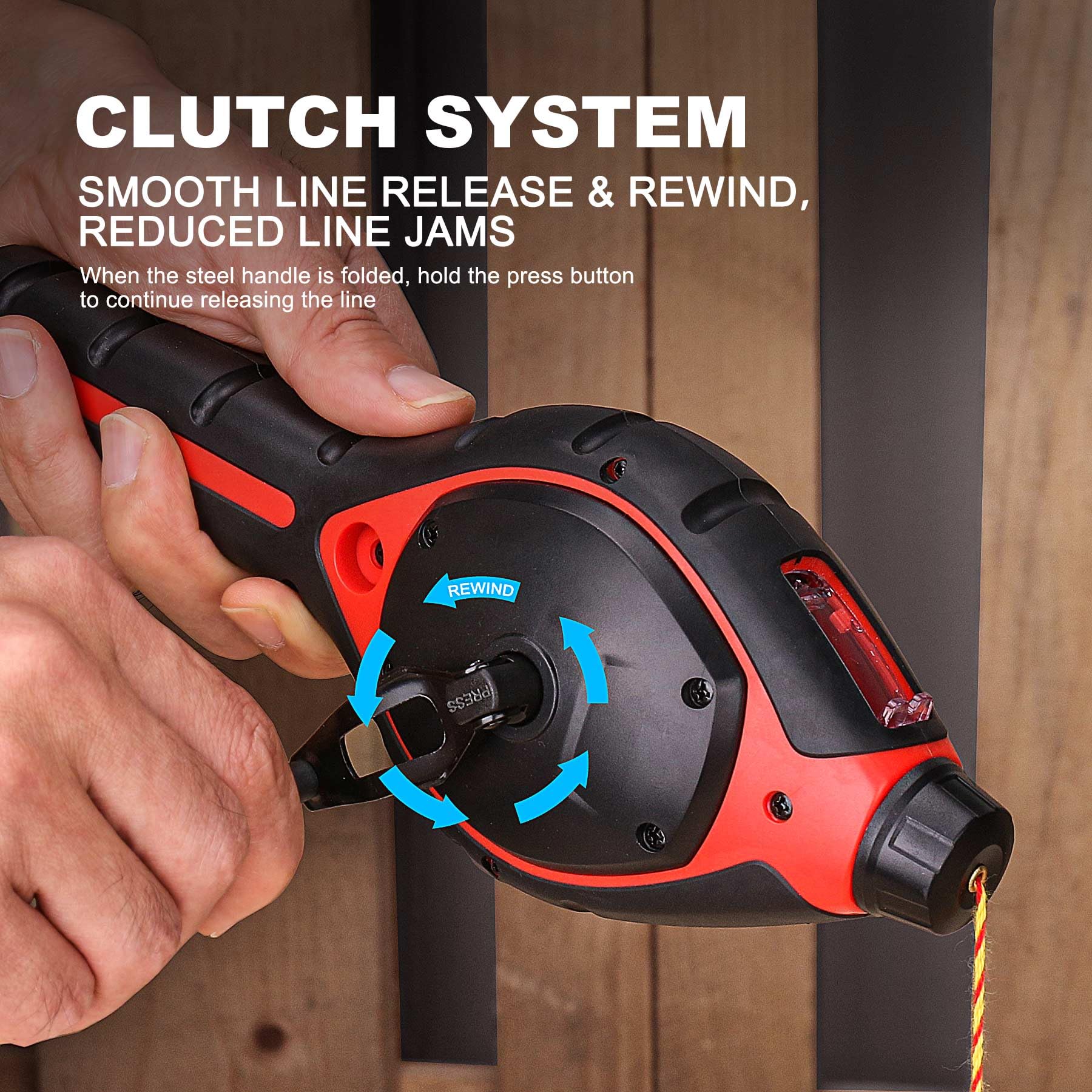 HAUTMEC Pro Chalk Line Reel - 30m/100ft Heavy Duty Chalk Box with 6:1 Gear Ratio & Quick Release Handle - Perfect for Construction Layout, Carpentry, Masonry and DIY Projects