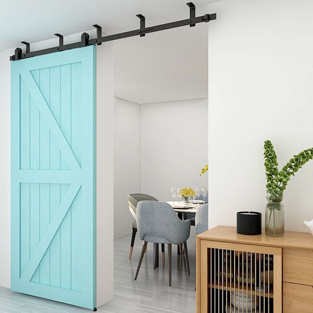 TSMST 5.5FT Ceiling Mount Sliding Barn Door Hardware Kit - T Style Track System for 33