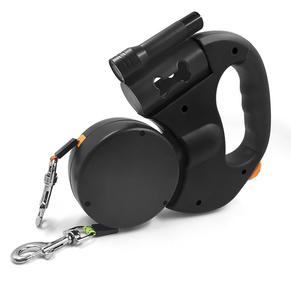 **Retractable Dog Leash for Small & Medium Dogs - Tangle-Free, Strong 3M Leash with Night Light & Flashlight - One-Handed Locking, Double Head Design - Perfect for Outdoor Walking, Jogging & Nighttime Safety**