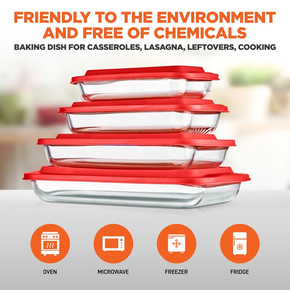 Premium High Borosilicate Glass Bakeware Set - Oven, Microwave & Freezer Safe - Perfect for Baking, Roasting & Meal Prep