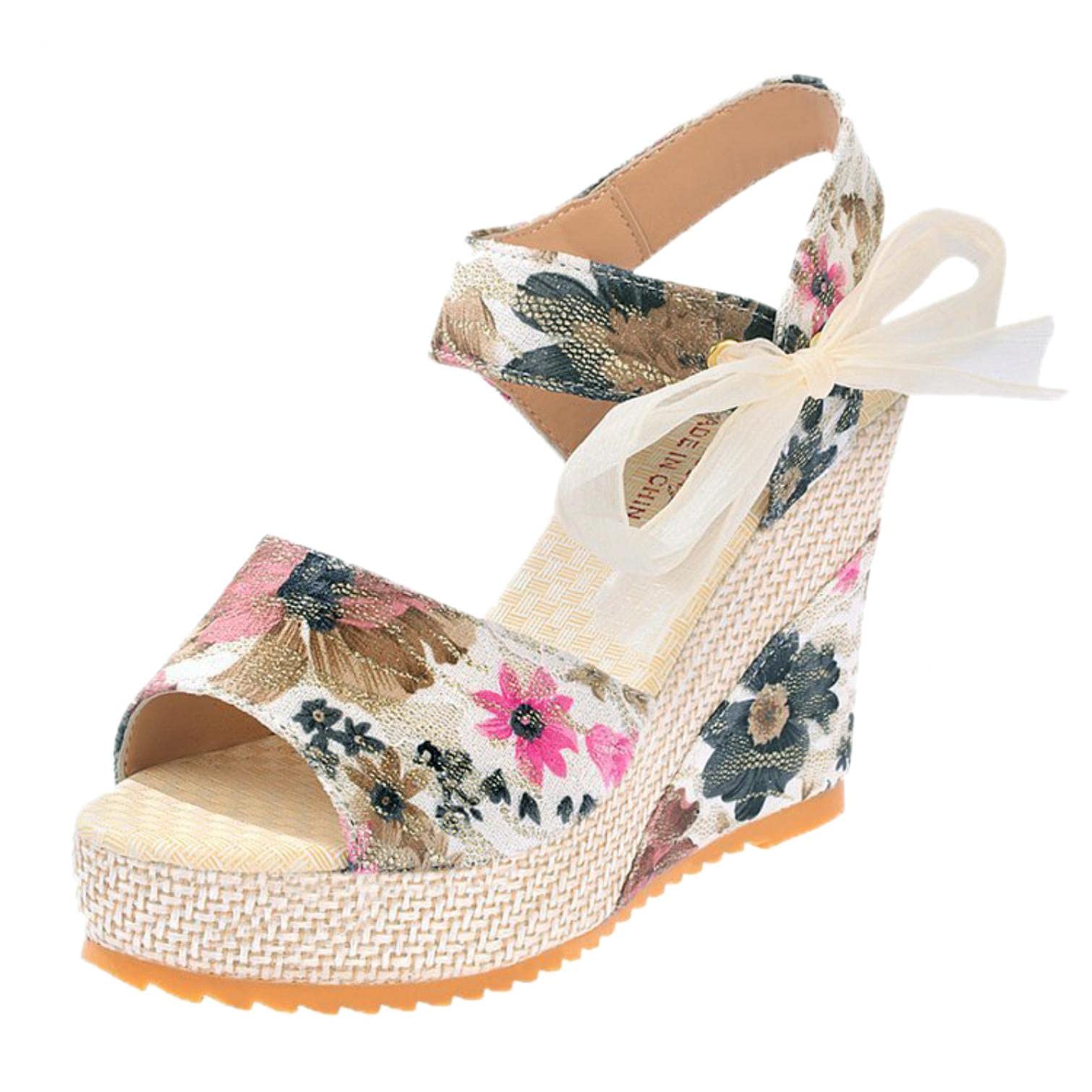 UMIYI Women's Casual Summer Sandals with Zipper Buckle & Ankle Straps - Open Toe Wedge Heel Sandals for Beach, Vacation & Everyday Wear