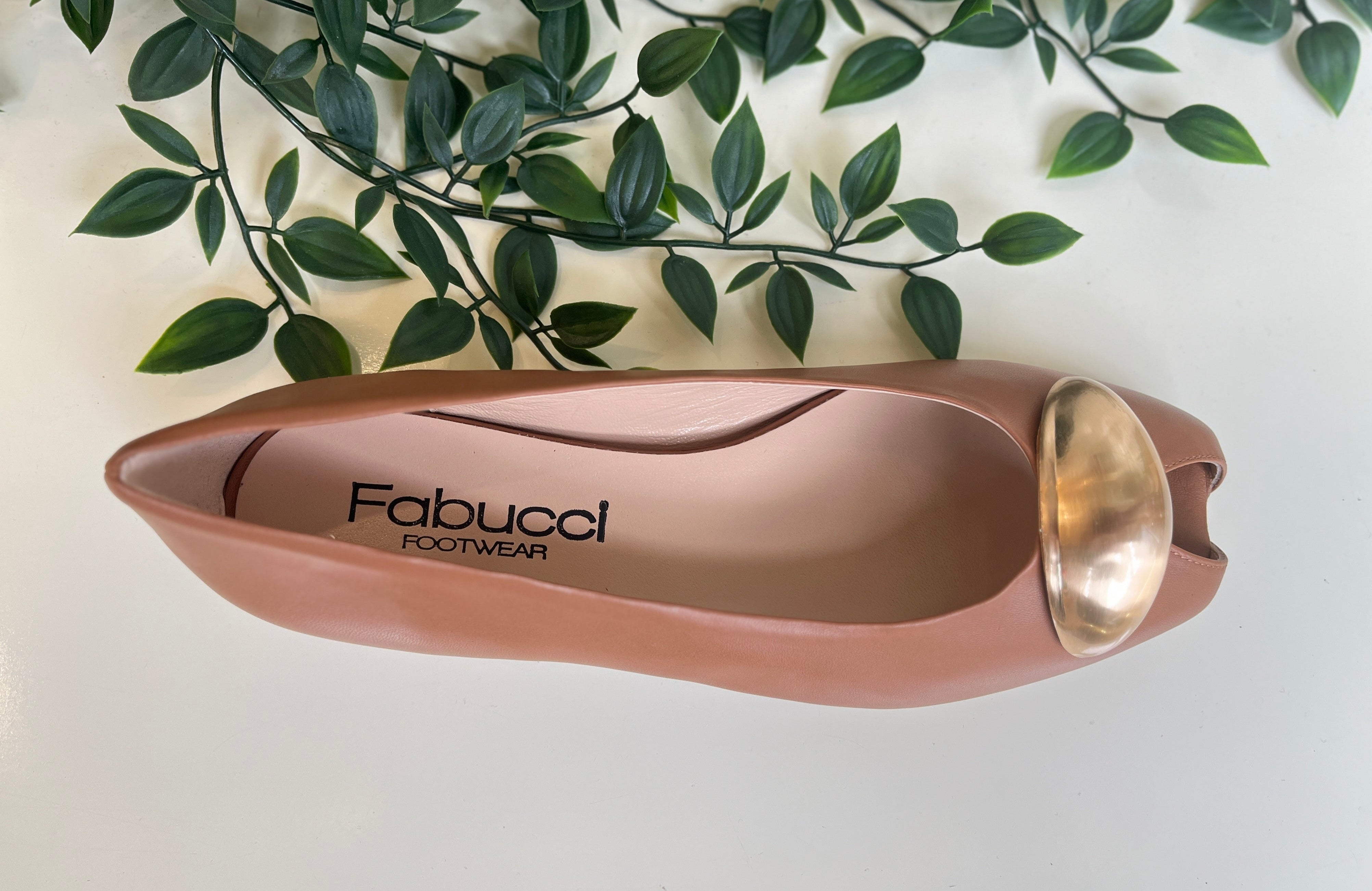 Fabucci Women's Tan Leather Peep Toe Ballet Flats - Comfortable Slip-On Shoes for Work, Office & Casual Wear
