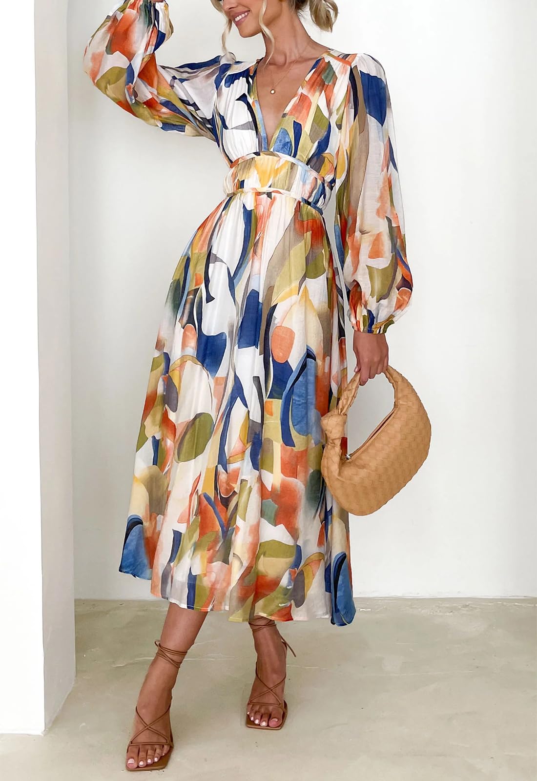 Sissyaki Women's Long Sleeve Boho Floral Maxi Dress - Elegant Flowy Summer Beach Dress for Vacation, Party & Casual Wear