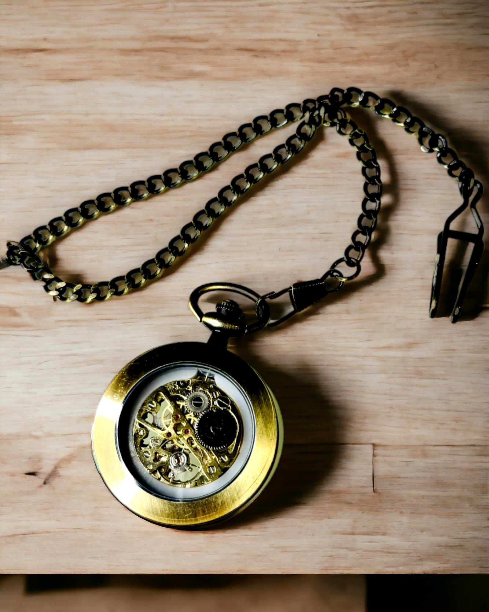 Vintage Mechanical Pocket Watch - Gold & Black Luxury Waterproof Semi-Automatic Engravable Gift for Men | Perfect for Weddings, Anniversaries & Collector's Display