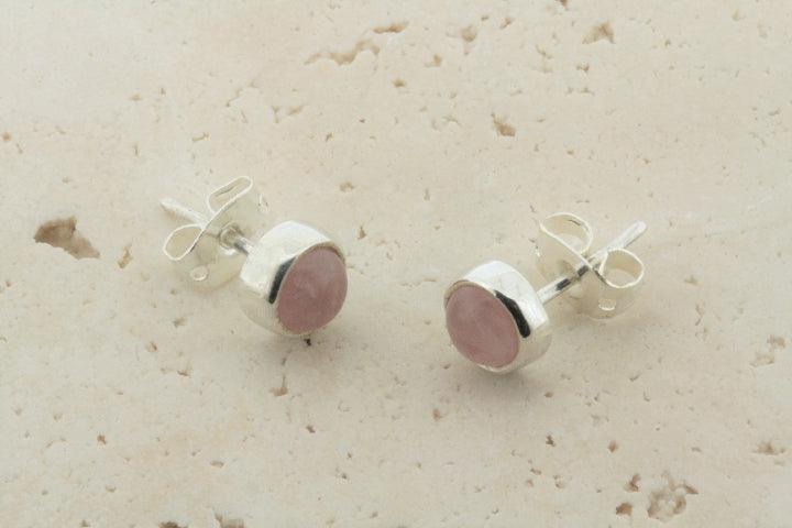 6mm Rose Quartz Stud Earrings for Women - Healing Crystal Jewelry for Daily Wear & Gifting