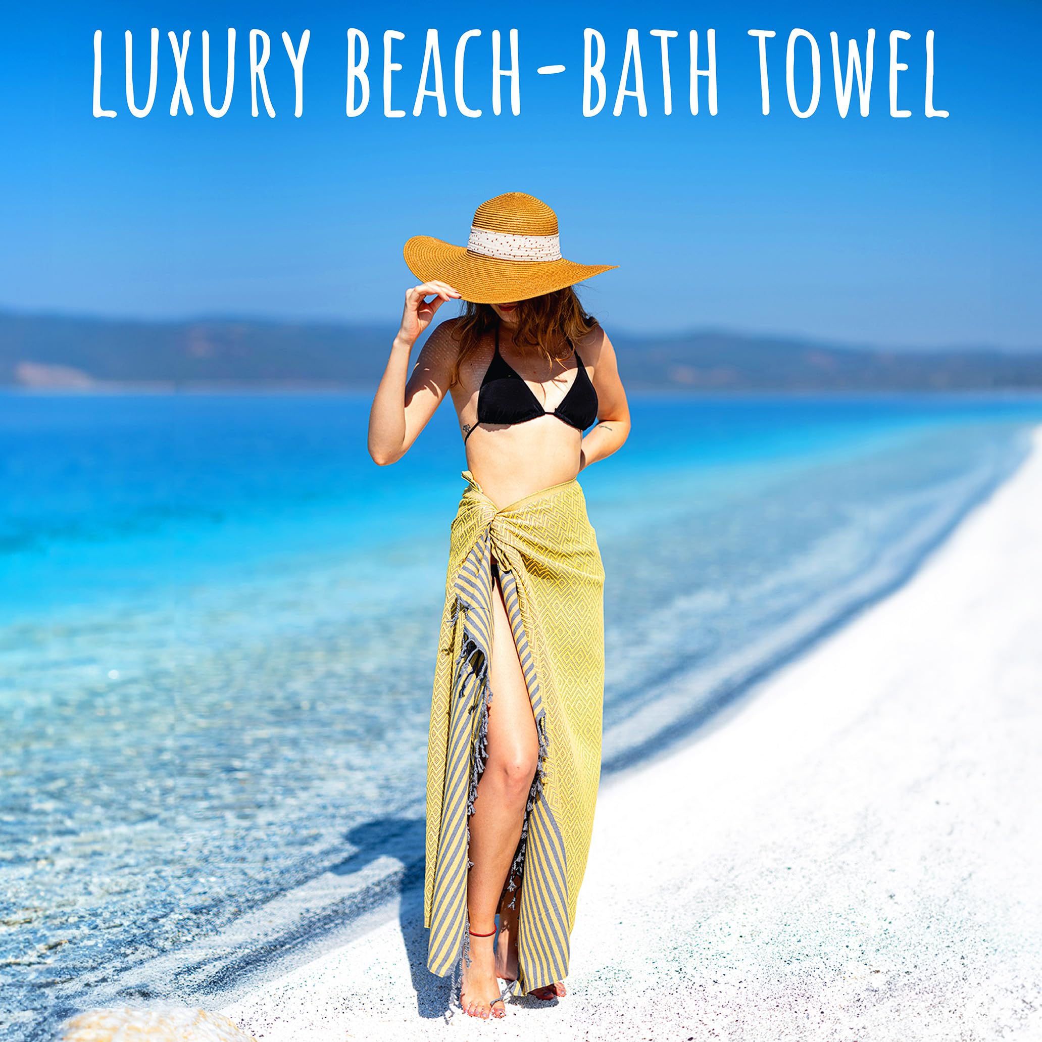 Ray Silver Turkish Beach Towel - Oversized 40x71 Inch 100% Cotton, Sand-Free, Quick Dry, Extra Large Lightweight Travel Towel for Adults - Perfect for Beach, Pool, Yoga, Picnics & Summer Gifts