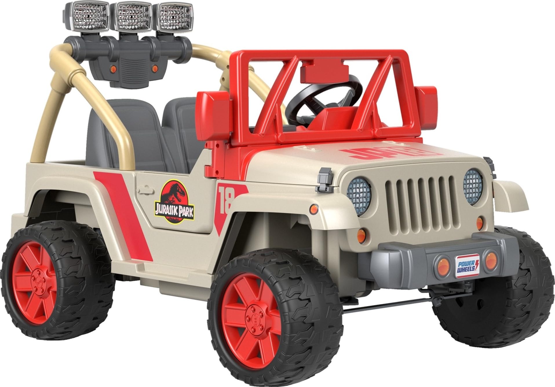 Jurassic Park Jeep Wrangler Ride-On Toy for Kids - Electric Battery-Powered Vehicle with Dinosaur Sounds & LED Lights - Perfect for 3-5 Year Olds - Great for Outdoor Play, Birthday Gifts & Pretend Adventures