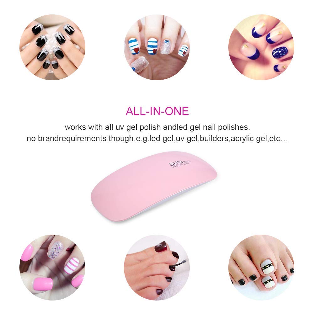 URBANMAC Mini UV LED Nail Lamp - 6W Portable USB Nail Dryer for Gel Polish Curing, 2 Color Options - Perfect for Home Manicure, Nail Art & Salon Use (02)