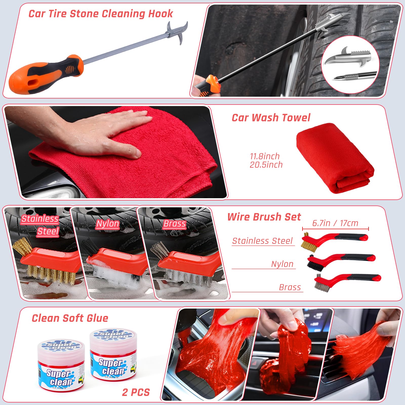 34PCS Car Detailing Kit - Interior Cleaner & Vacuum Set with Brushes | Complete Auto Cleaning Kit for Cars, Motorcycles & Bikes | Perfect for Deep Cleaning, Waxing & Detailing Wheels & Upholstery