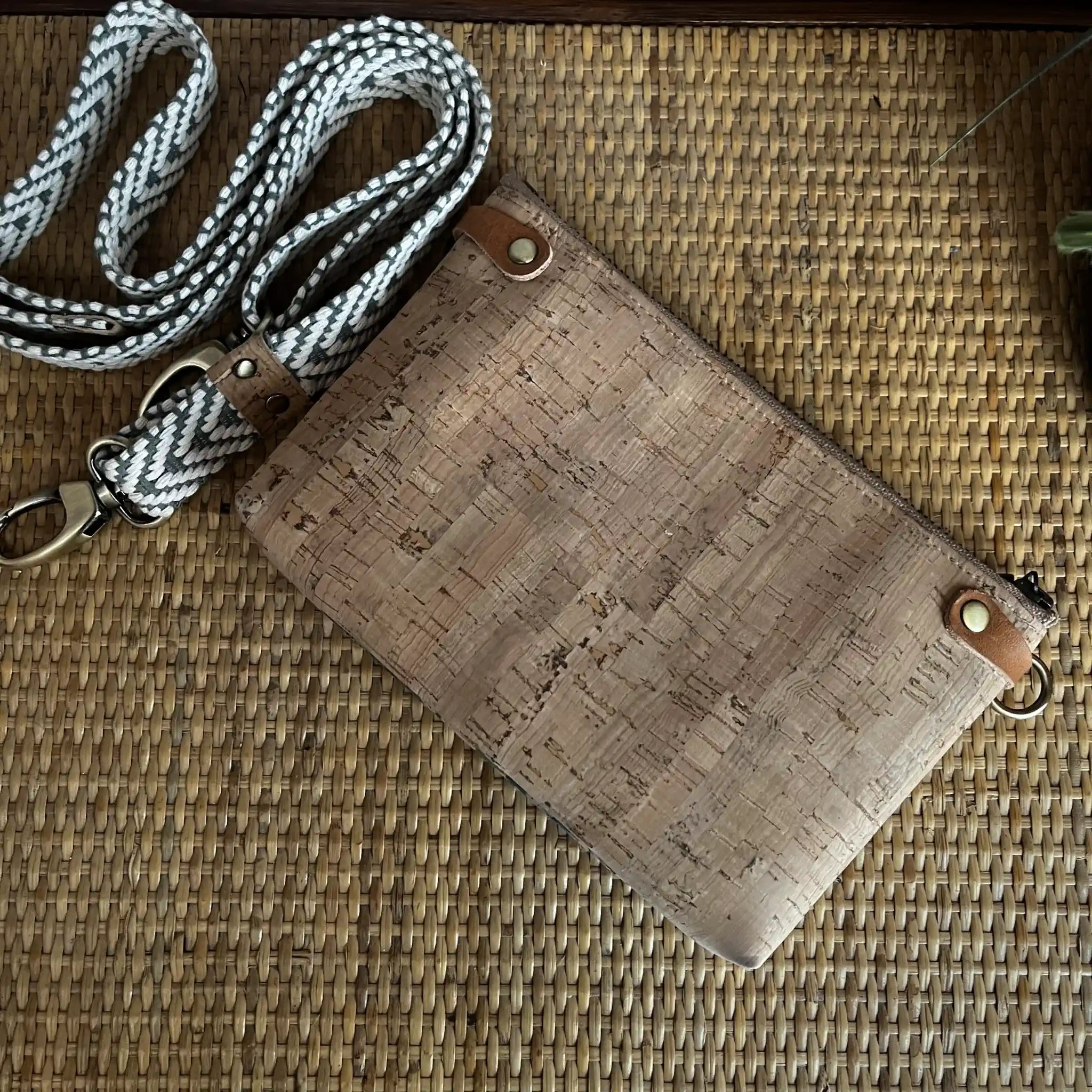 Devon Pouch Cork Watercolor Floral & Brushed Antique Design - Perfect for Makeup Bags, Travel Accessories & Gift Packaging