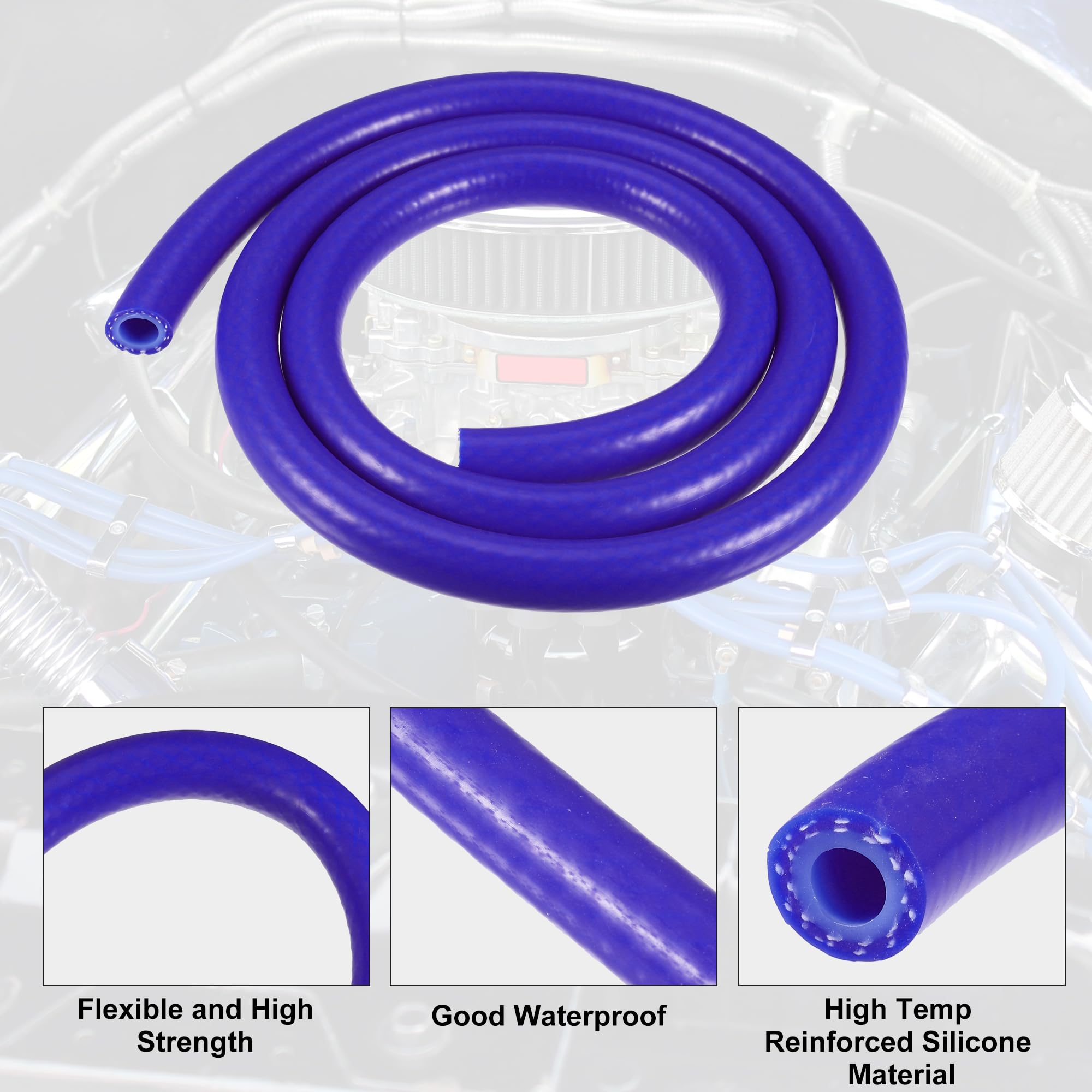 X AUTOHAUX 12mm Blue Silicone Vacuum Hose - 4.92ft High-Temperature Resistant Engine Air Intake Pipe for Automotive, Motorcycle, ATV & Marine Applications - Perfect for Turbo, Intake & Vacuum Systems