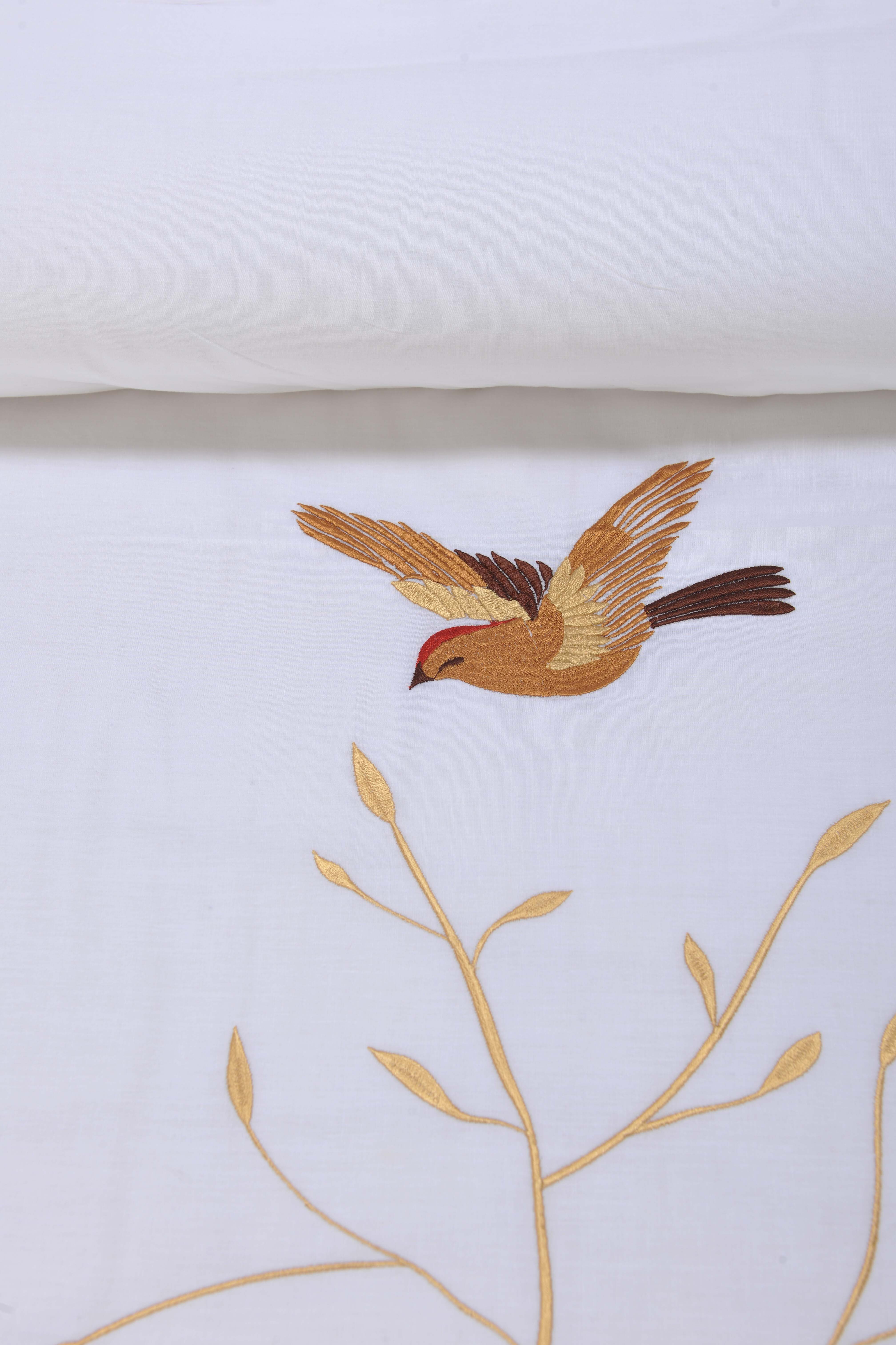 Swallow Cotton Embroidered 3-Piece Duvet Cover Set - Soft Bedding for Master Bedroom, Guest Room & Dorm Decor