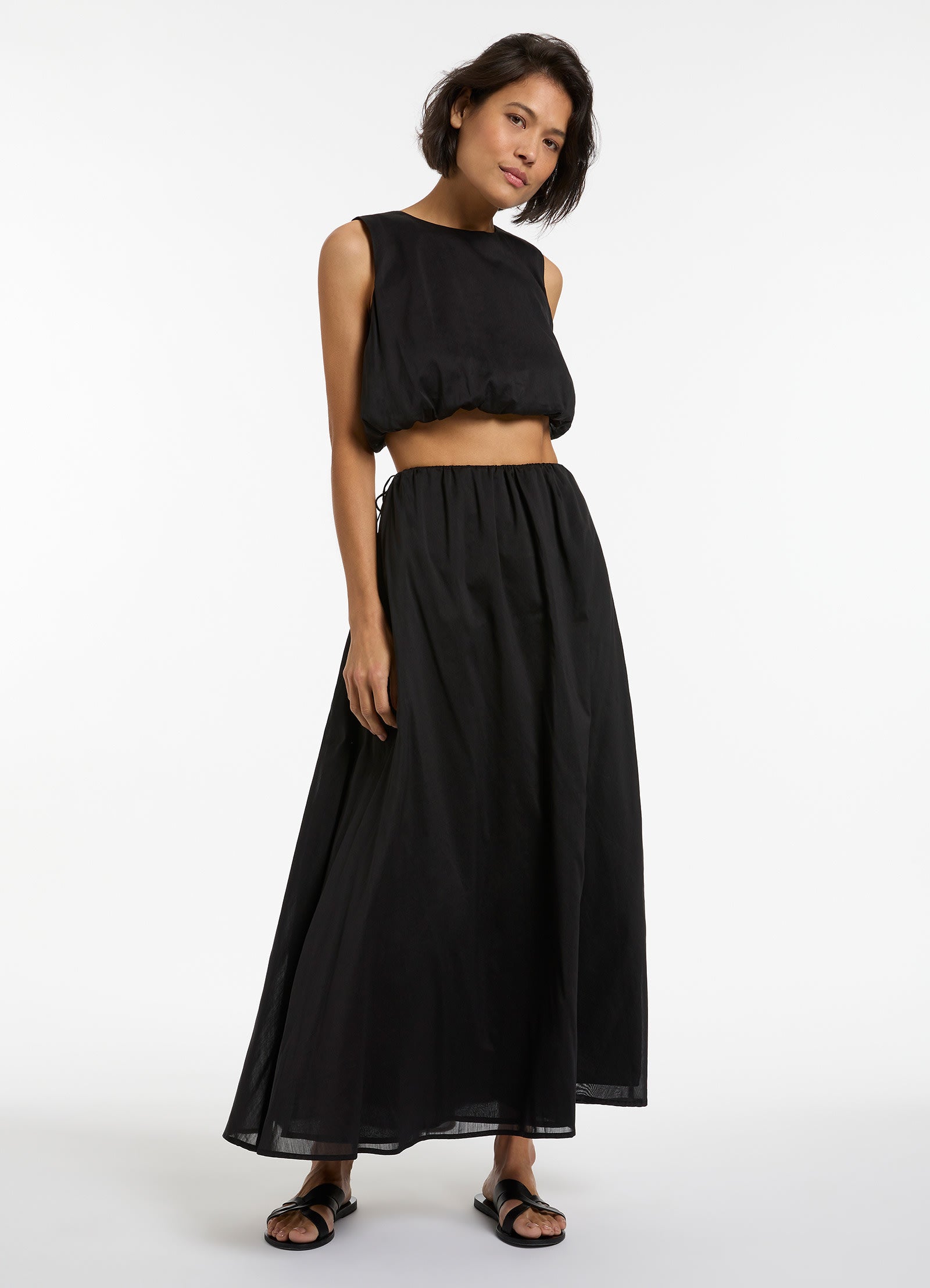 JetSet Gathered Maxi Skirt for Women - Flowy Long Black Maxi Skirt with Elastic Waistband | Perfect for Beach, Vacation, and Summer Outfits