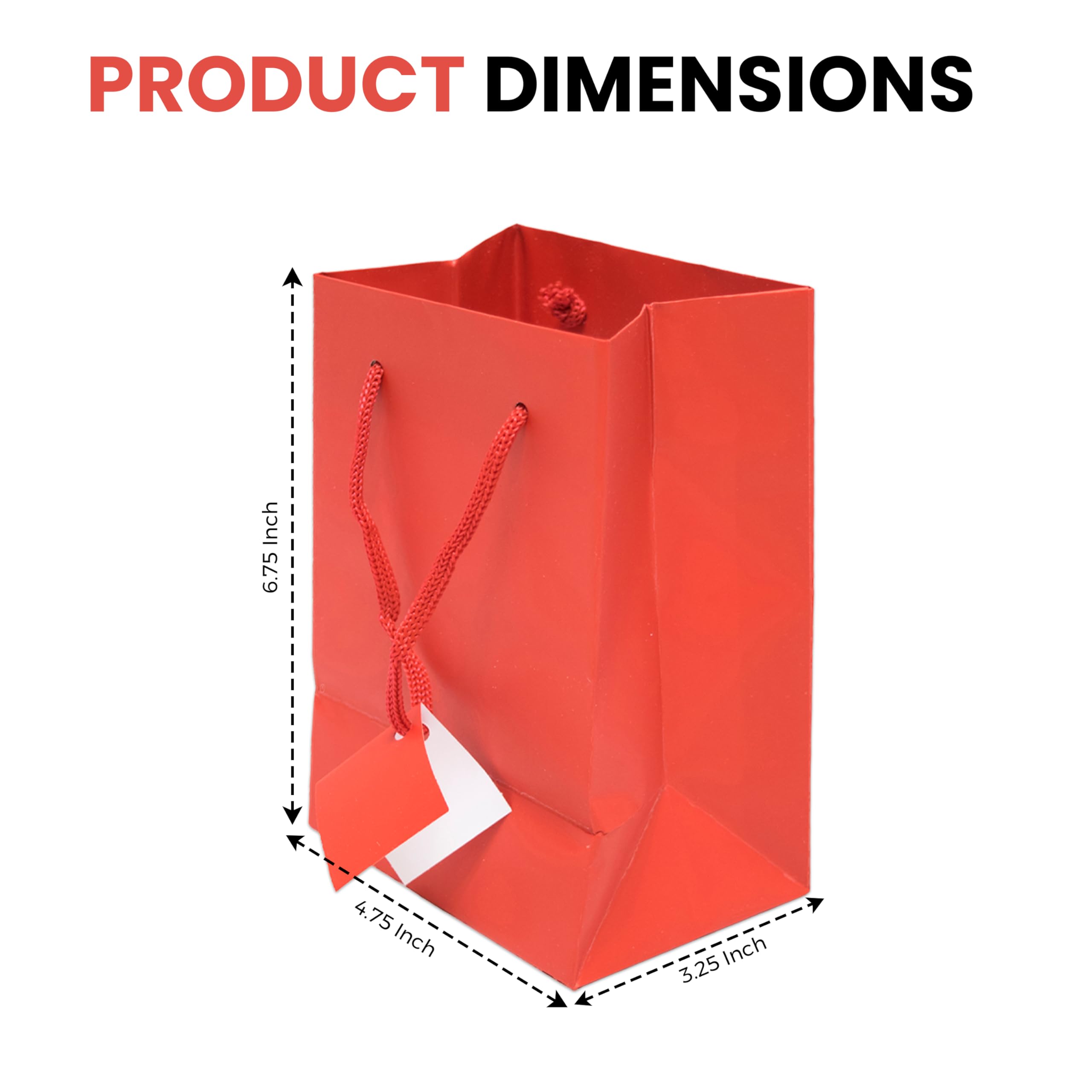 10 Pack Small Red Gift Bags with Handles 4.75x3.25x6.75 Inches - Bulk Paper Party Favor Bags for Birthday, Wedding, Business & Shopping - Euro Tote Grocery Bags for Retail Stores, Gift Wrapping & Personal Use