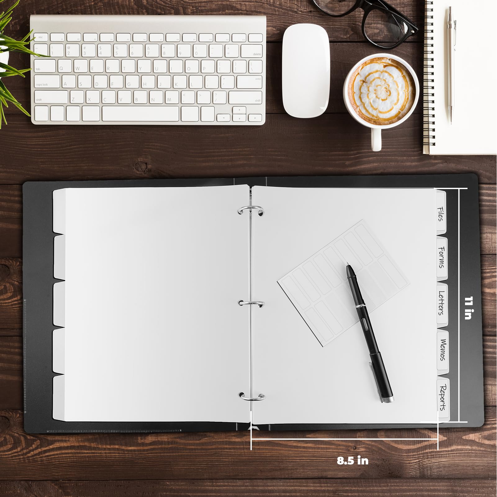 HABGP 10-Piece 5-Tab Divider Set for 3-Ring Binder - White Plastic Index Dividers with Tabs - Durable Page Organizers for School, Office & Home Organization - Perfect for Filing, Note-Taking & Document Management