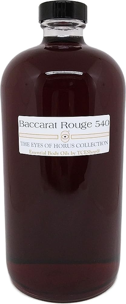 Baccarat Rouge 540 Inspired Perfume Body Oil - 32 oz Red Scented Oil with Regular Cap - Long Lasting Fragrance for Women & Men - Perfect for Date Nights, Gifting & Special Occasions