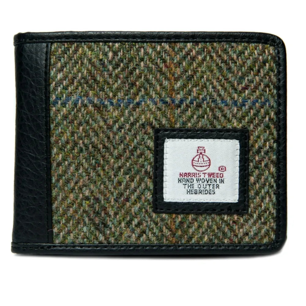 Harris Tweed Genuine Leather Wallet for Men - Country Green Vintage Style | RFID Blocking Bifold Wallet | Perfect for Travel, Business & Everyday Use