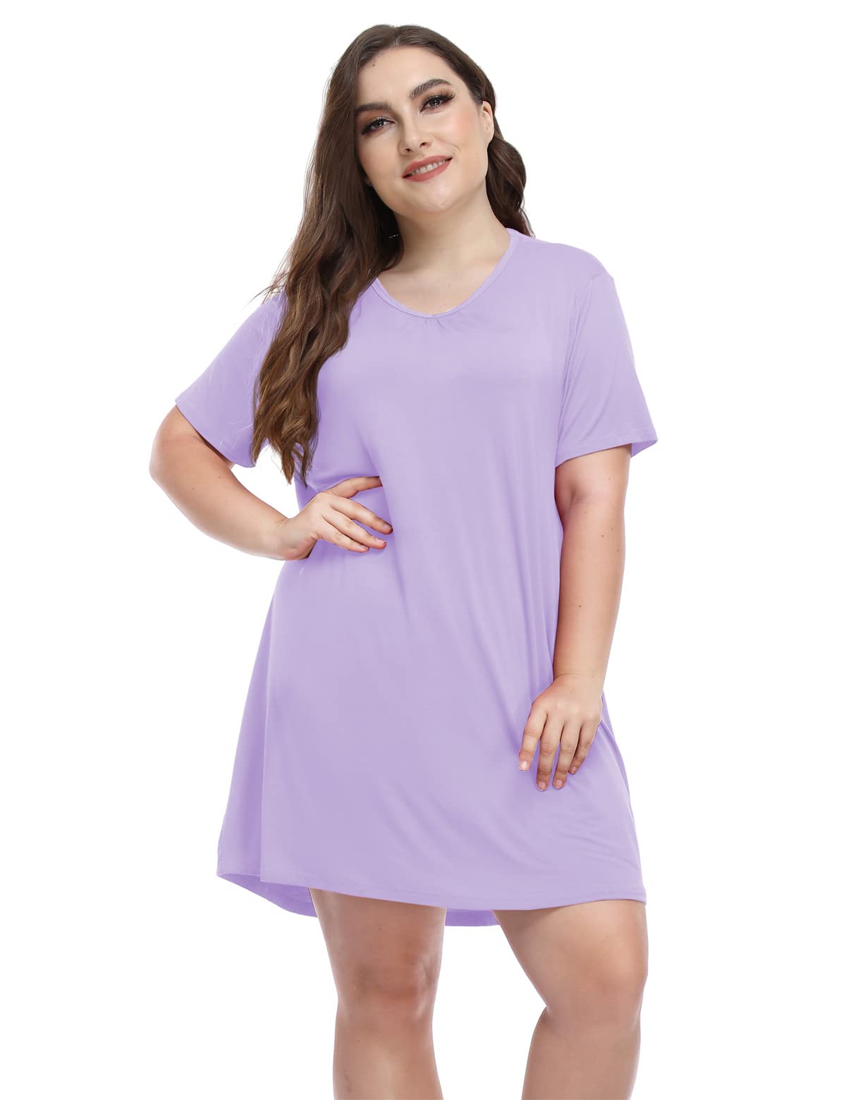 MissNina Women's Plus Size Nightgown - Soft V-Neck Modal Sleepwear for Women, Comfortable Sleep Dress & Night Shirt - Perfect for Lounge, Bedtime & Relaxing at Home