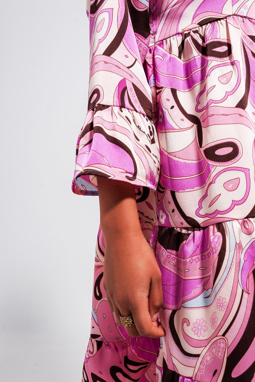 Women's 3/4 Sleeve Pink Robe - Soft & Comfortable Loungewear for Relaxing at Home