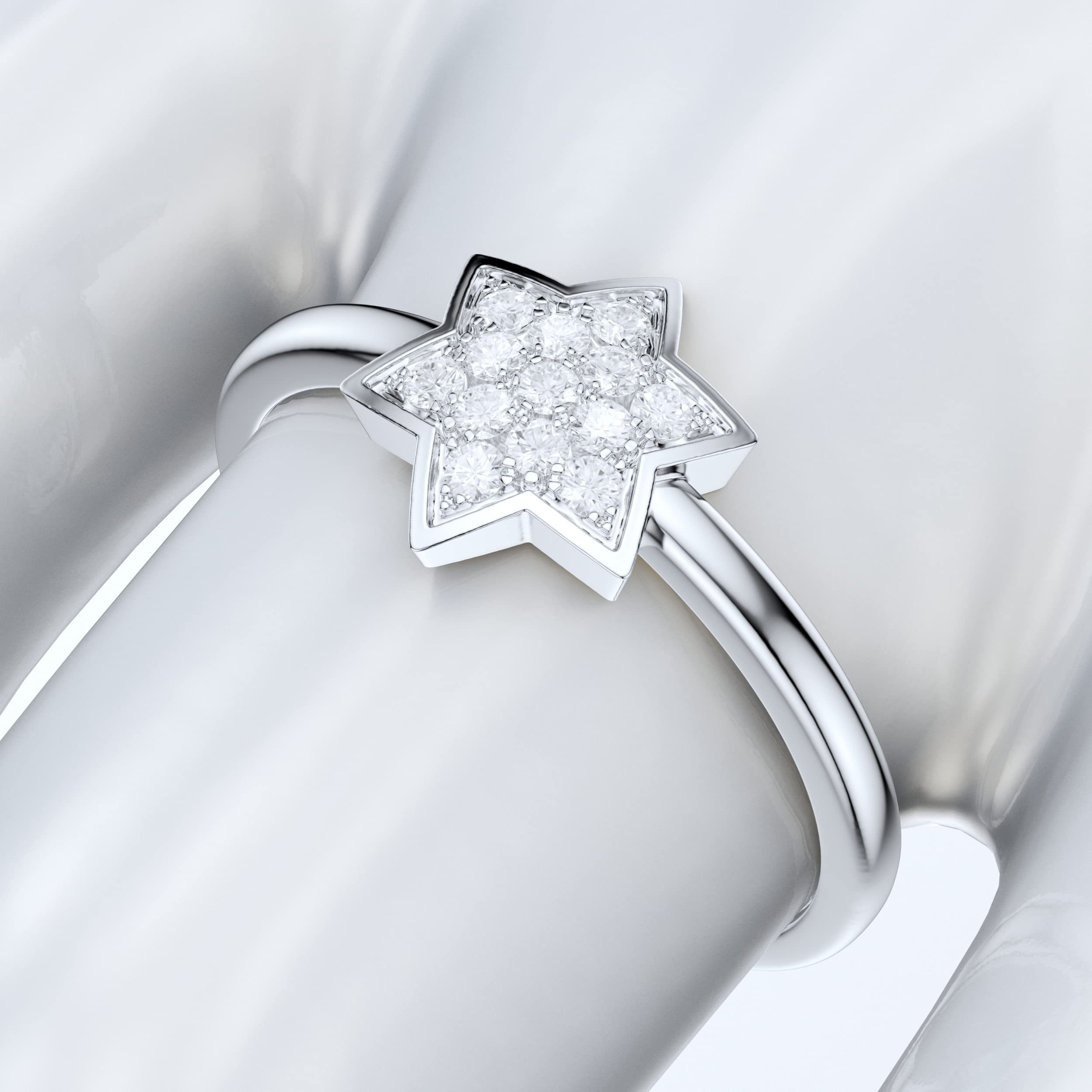 10K White Gold Five-Pointed Star Moissanite Engagement Ring - Promise Ring for Women, Simulated Diamond Alternative, Durable & Hypoallergenic Jewelry Gift for Anniversary, Valentine's Day or Proposal