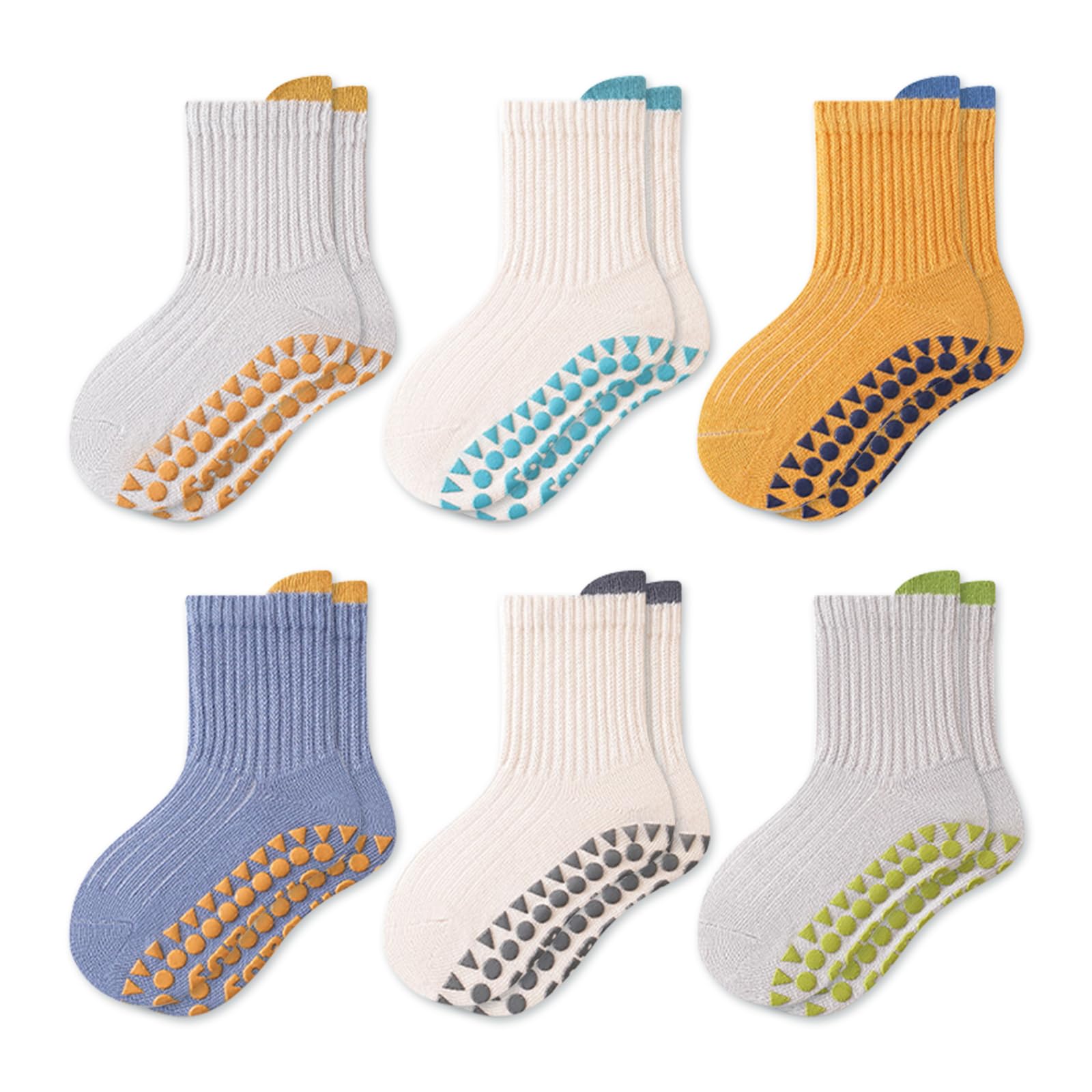 6 Pairs Non-Slip Toddler Socks with Grips - Breathable Baby Ankle Socks for 12-18 Months - Perfect for Crawling, Walking & Playtime