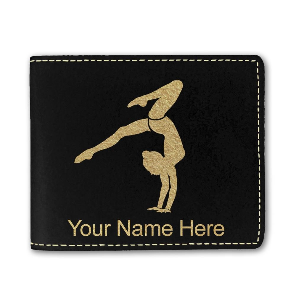 Custom Engraved Faux Leather Wallet for Gymnasts - Personalized Handstand Design - Perfect for Gymnastics Competitions & Everyday Use