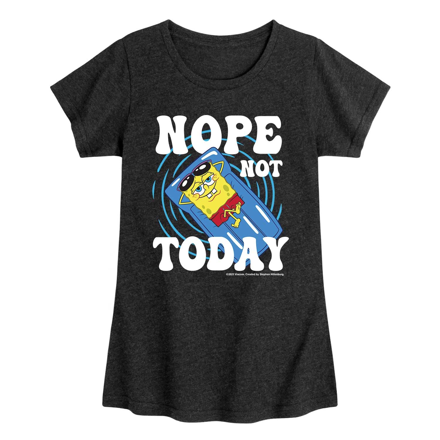 Spongebob Squarepants 'Nope Not Today' Toddler & Youth Girls Short Sleeve T-Shirt | Hybrid Apparel | Cute Cartoon Graphic Tee for Playdates, Birthday Parties & Everyday Wear
