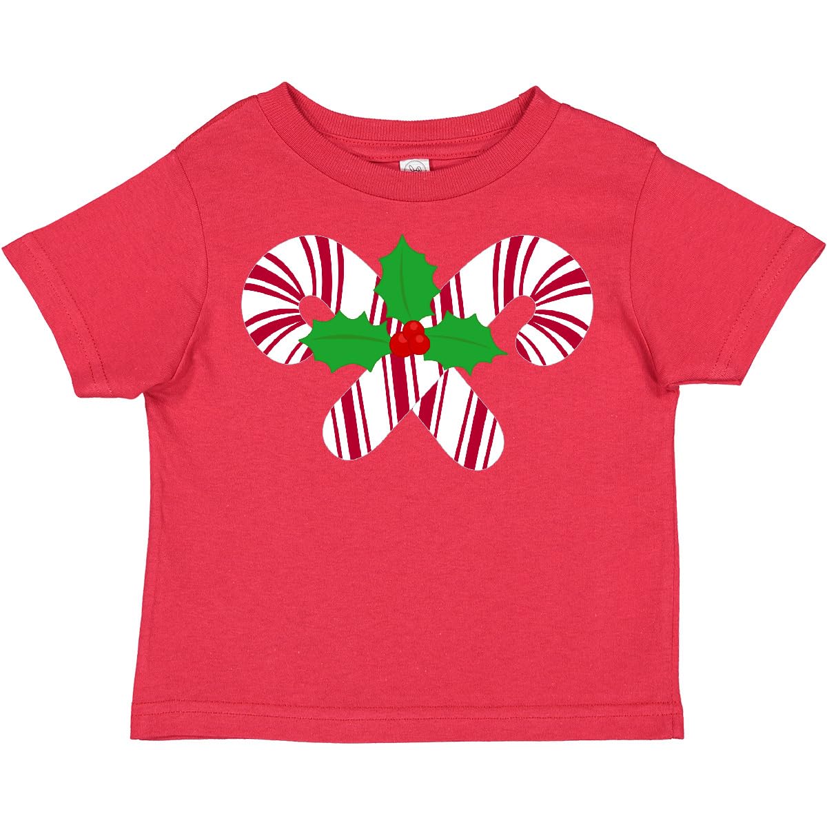 Inktastic Candy Canes and Holly Christmas Toddler T-Shirt - Cute Holiday Outfit for Baby Boys & Girls - Perfect for Family Photos, Christmas Parties & Festive Celebrations