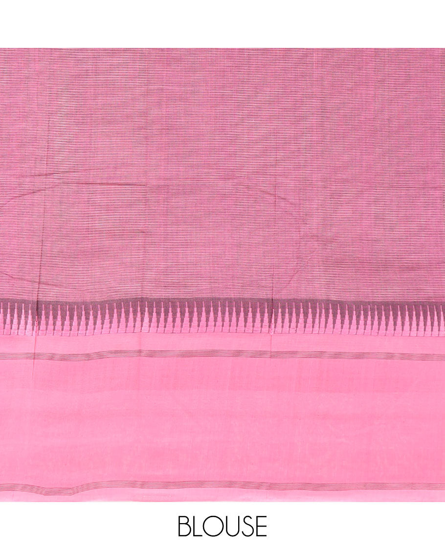 Black Striped Khadi Cotton Saree with Contrast Border & Striped Pallu - Elegant Indian Traditional Wear for Weddings, Festivals & Special Occasions