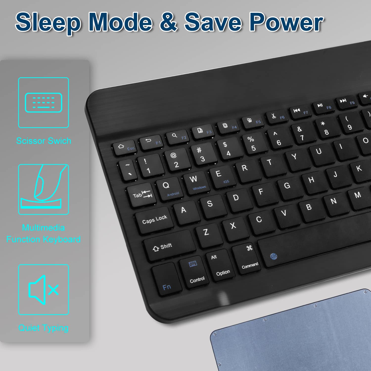 Ultra-Slim Bluetooth Keyboard for iPad 10th Generation | Rechargeable Wireless Keyboard Compatible with iPad 10.2 (9th/8th/7th Gen), iPad Pro 13/12.9/11 Inch, iPad Air 6th/5th Gen, iPhone & MacBook | Perfect for Home Office, Travel & Coffee Shop Typing (Black)