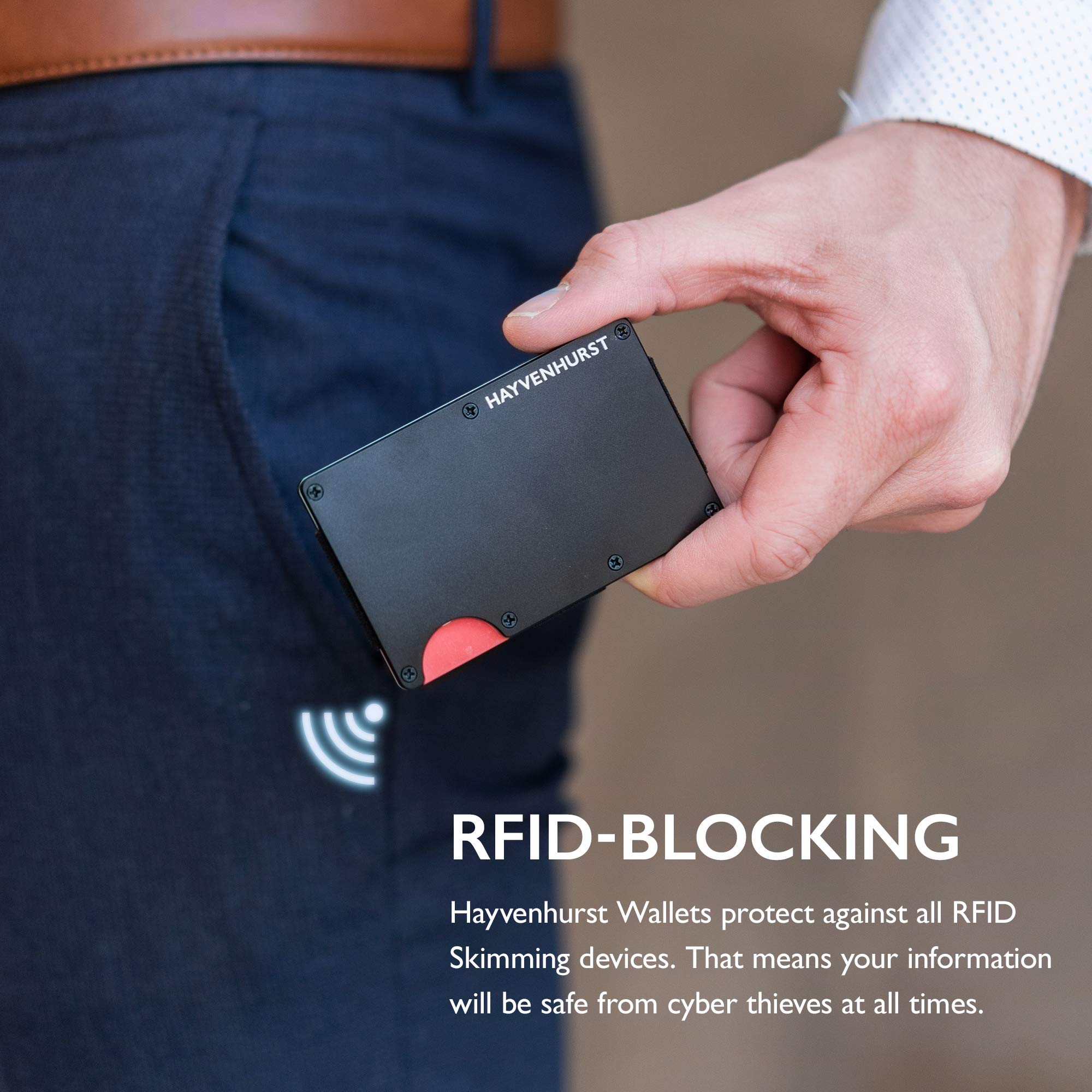 Hayvenhurst RFID Blocking Slim Wallet for Men - Ultra Thin Minimalist Front Pocket Wallet with 12 Card Capacity - Obsidian Black | Perfect for Travel, Business & Everyday Use