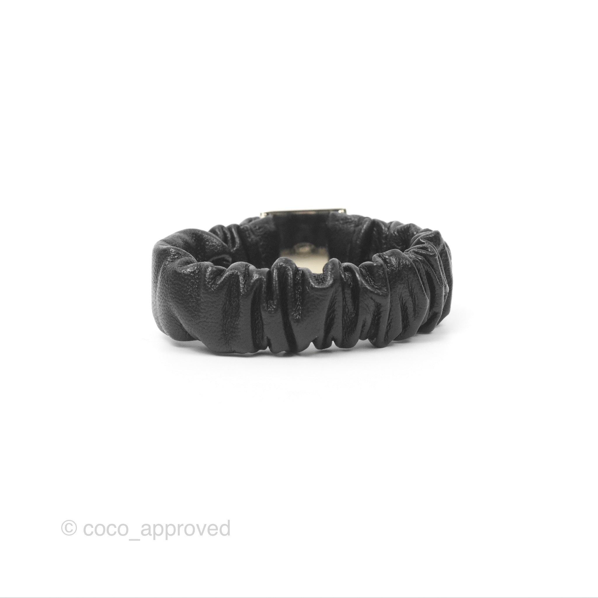 Chanel CC Logo Black Leather Hair Clip with Gold Tone Hardware - Elegant Hair Accessory for Women, Perfect for Parties, Weddings & Everyday Wear