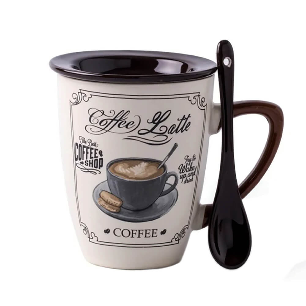 Premium Ceramic Coffee Mug with Lid - Insulated Travel Mug for Hot & Cold Drinks - Perfect for Office, Home & Outdoor Use