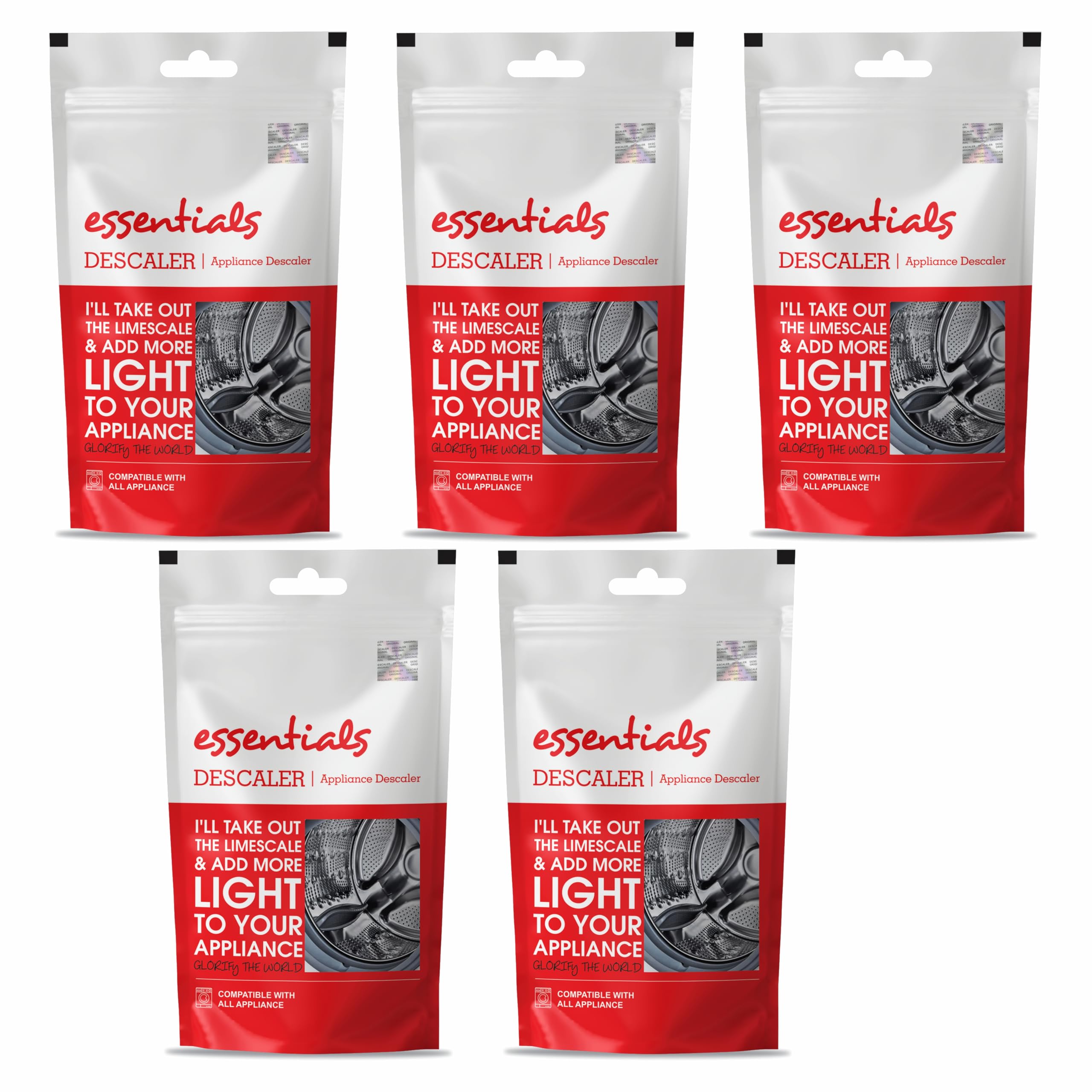 Washing Machine Cleaner & Descaler Powder - Front Load & Top Load Washer Detergent, Deep Cleaning & Descaling Formula (5-Pack) - Removes Odor, Mold & Residue for Fresh Laundry