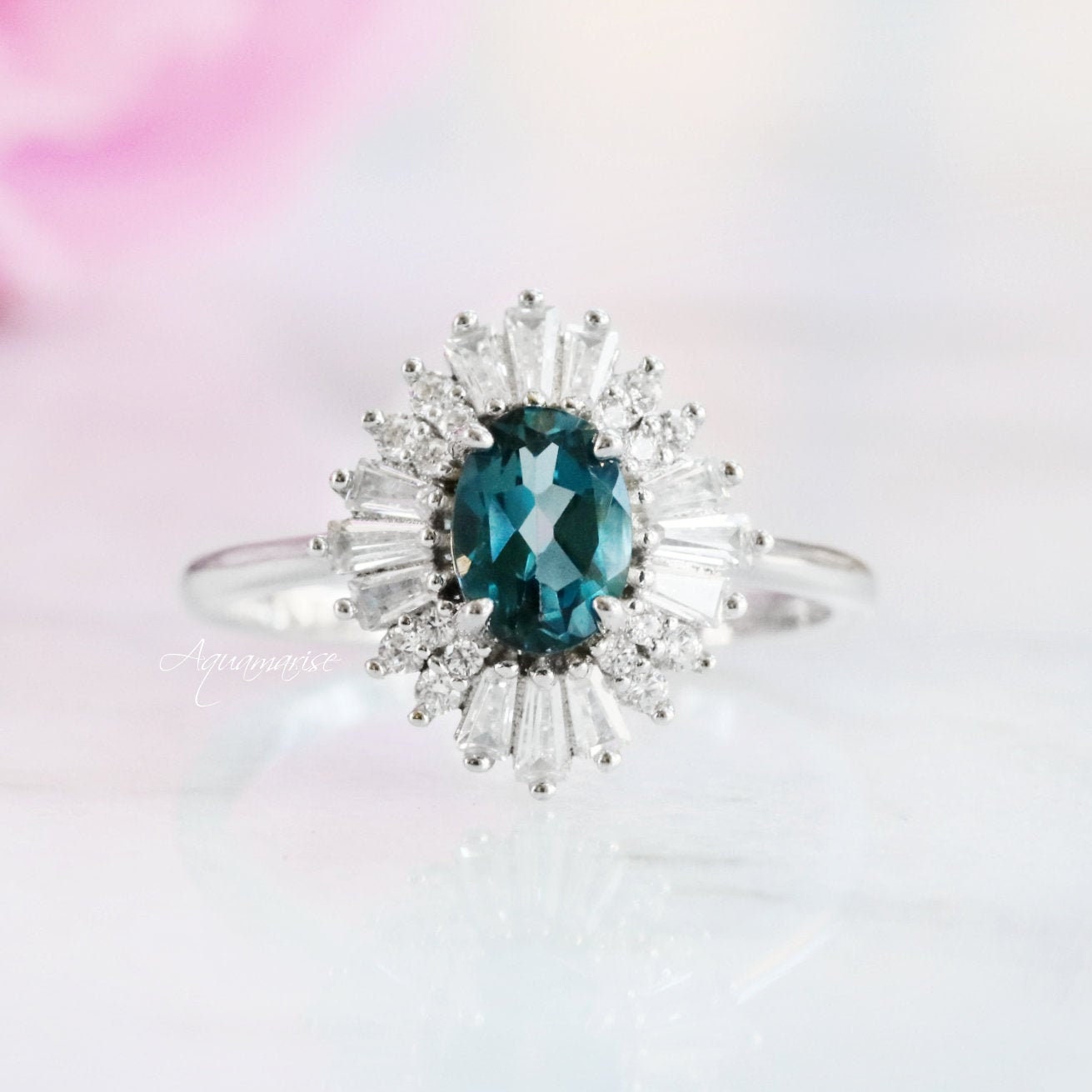 Victoria London Blue Topaz Ring in Sterling Silver – Elegant Jewelry for Women, Perfect for Weddings, Anniversaries & Special Occasions