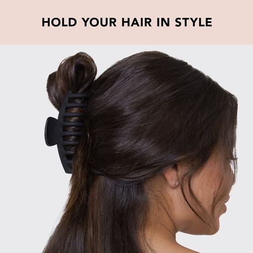 Kitsch Recycled Plastic Large Oversized Matte Hair Clips for Women & Girls - Strong Hold Big Claw Clips for Thick Hair (Black) | Perfect for Updos, Ponytails & Everyday Hairstyles