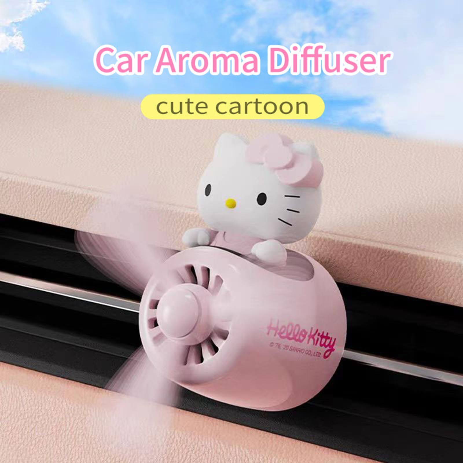 Cute Pink Cat Pilot Car Air Freshener with Rotating Propeller - Vent Clip Interior Accessory for Automotive Air Outlet - Creative Cartoon Air Freshener for Cars, Trucks & SUVs - Perfect for Daily Commute, Road Trips & Gifts (Pink)