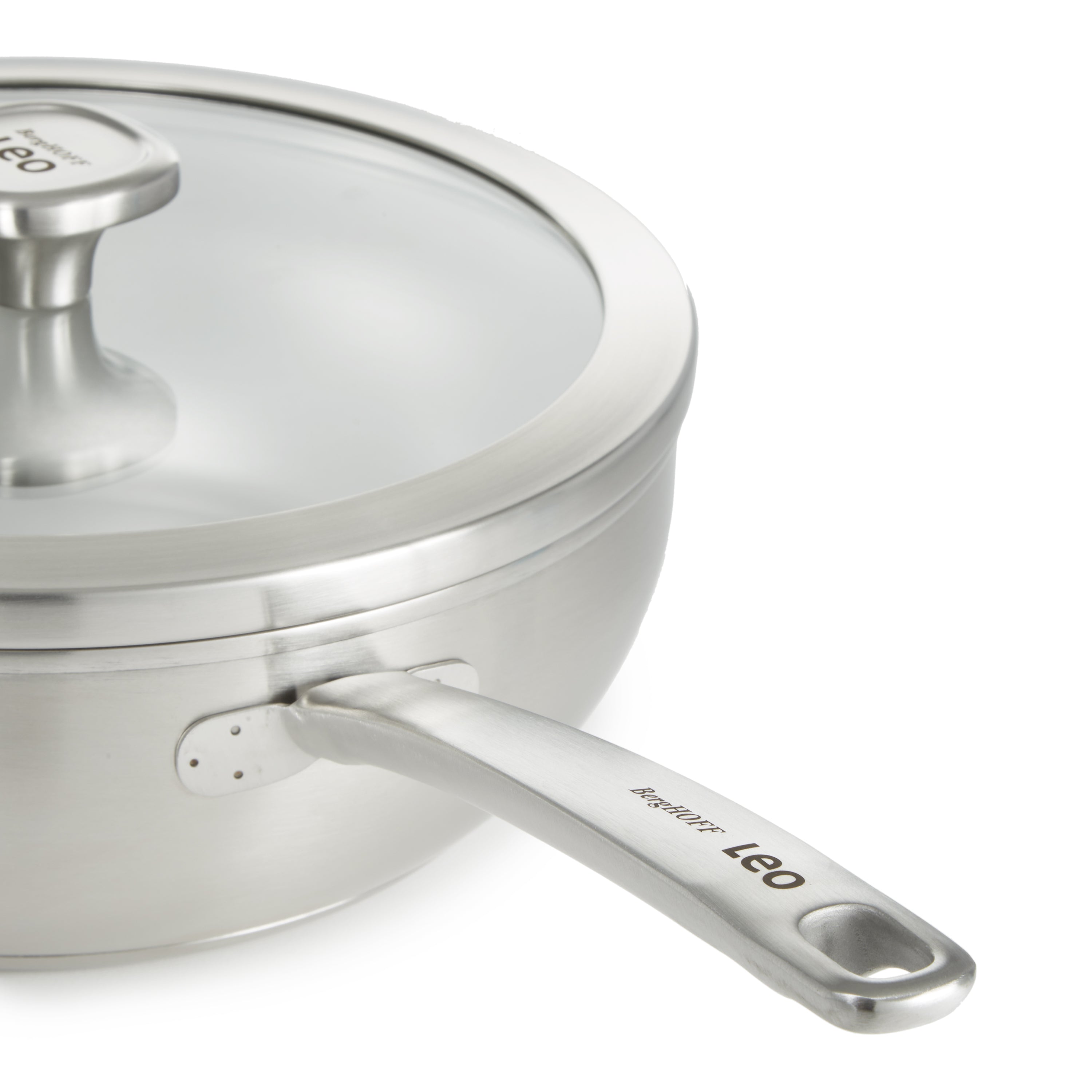 BergHOFF Leo Graphite Recycled 18/10 Stainless Steel Wok Pan - 11 Inch, 5.2 Quart Capacity with Tempered Glass Lid - Perfect for Stir-Frying, Sautéing & Asian Cooking