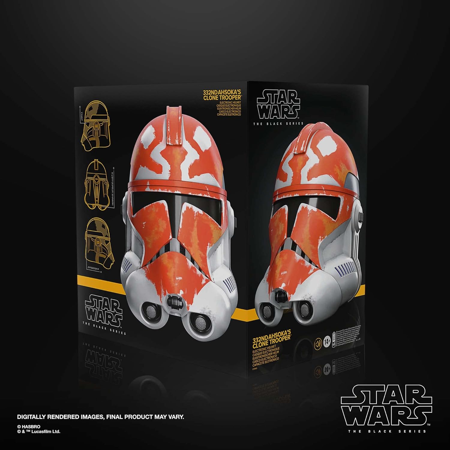 Star Wars The Black Series 332nd Ahsoka Clone Trooper Premium Electronic Helmet - Cosplay, Collectible & Display for Fans