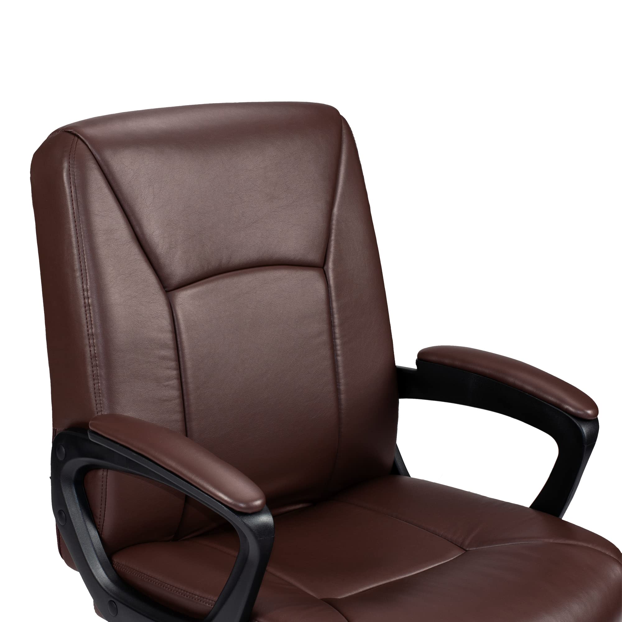 Poundex Lux Office Chair - Ergonomic Executive Desk Chair with Adjustable Height & Lumbar Support, Brown - Perfect for Home Office, Gaming & Workspace