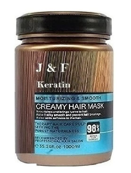 J & F Keratin Hair Smoothing & Nourishing Cream 800g - Repair Treatment for Dry Damaged Hair with Straightener & 10pc Professional Comb Set | Salon-Quality Hair Care at Home for Frizz Control & Smoothing