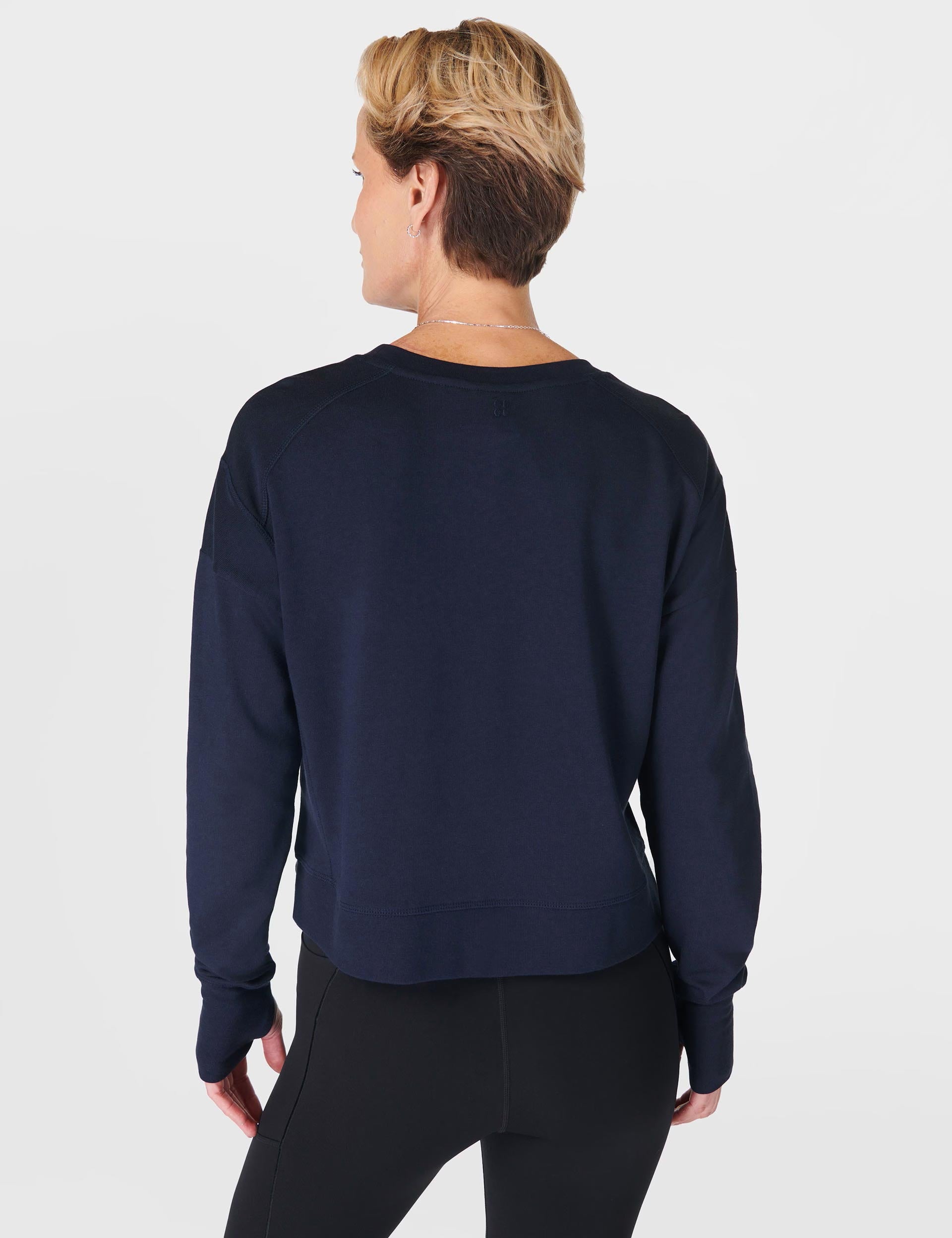 After Class Crop Sweatshirt for Women - Soft Navy Blue Pullover Hoodie - Perfect for Casual Wear, Gym, and Street Style