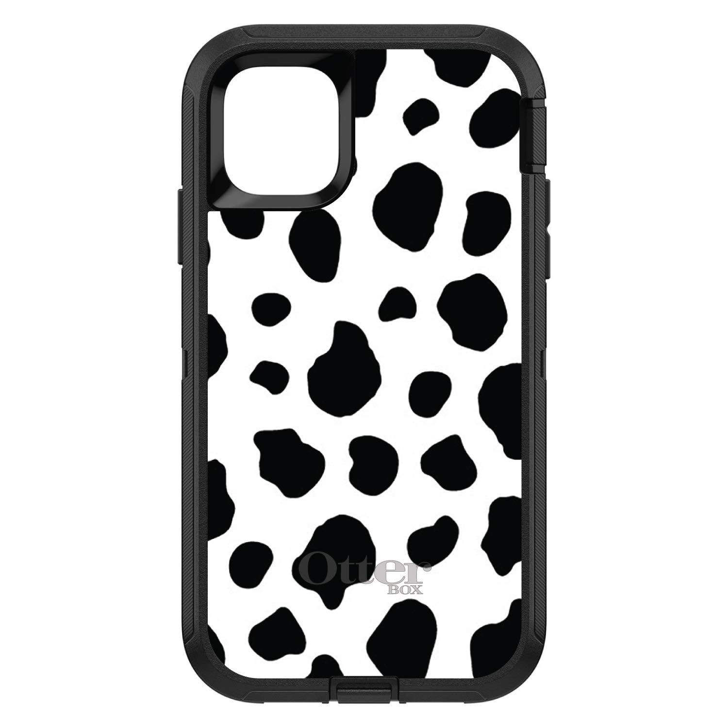 DistinctInk iPhone 11 Pro MAX Case (6.5 Inch) - OtterBox Defender Replacement - Black & White Cow Dalmatian Spots Animal Print Phone Cover - Durable Protection for Work, Travel & Outdoor Activities